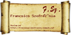 Francsics Szofrónia névjegykártya